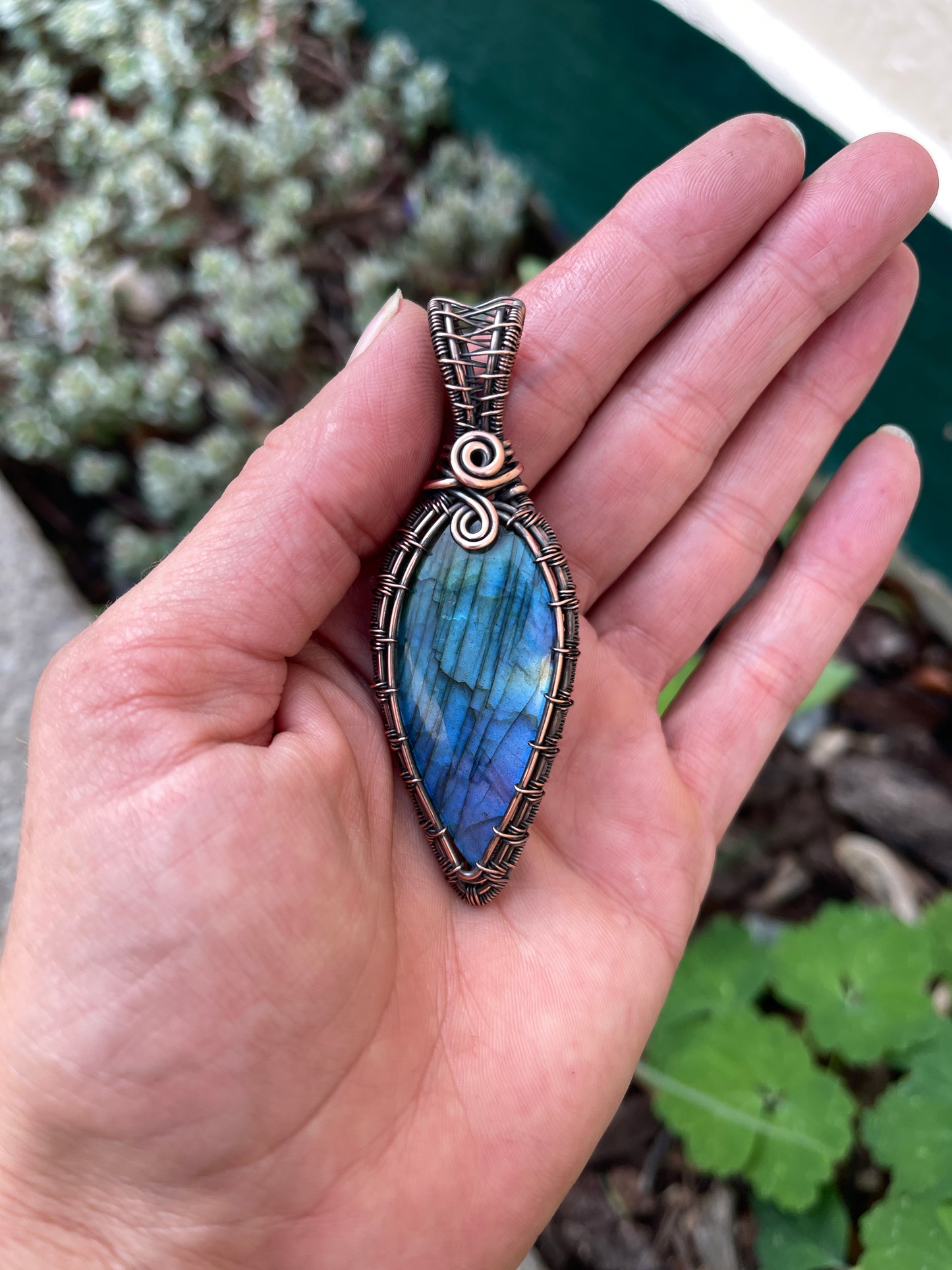 Handmade Copper Wire Wrapped Labradorite Pendant Necklace | Genuine Labradorite Gemstone Jewelry | Nature Inspired Gift