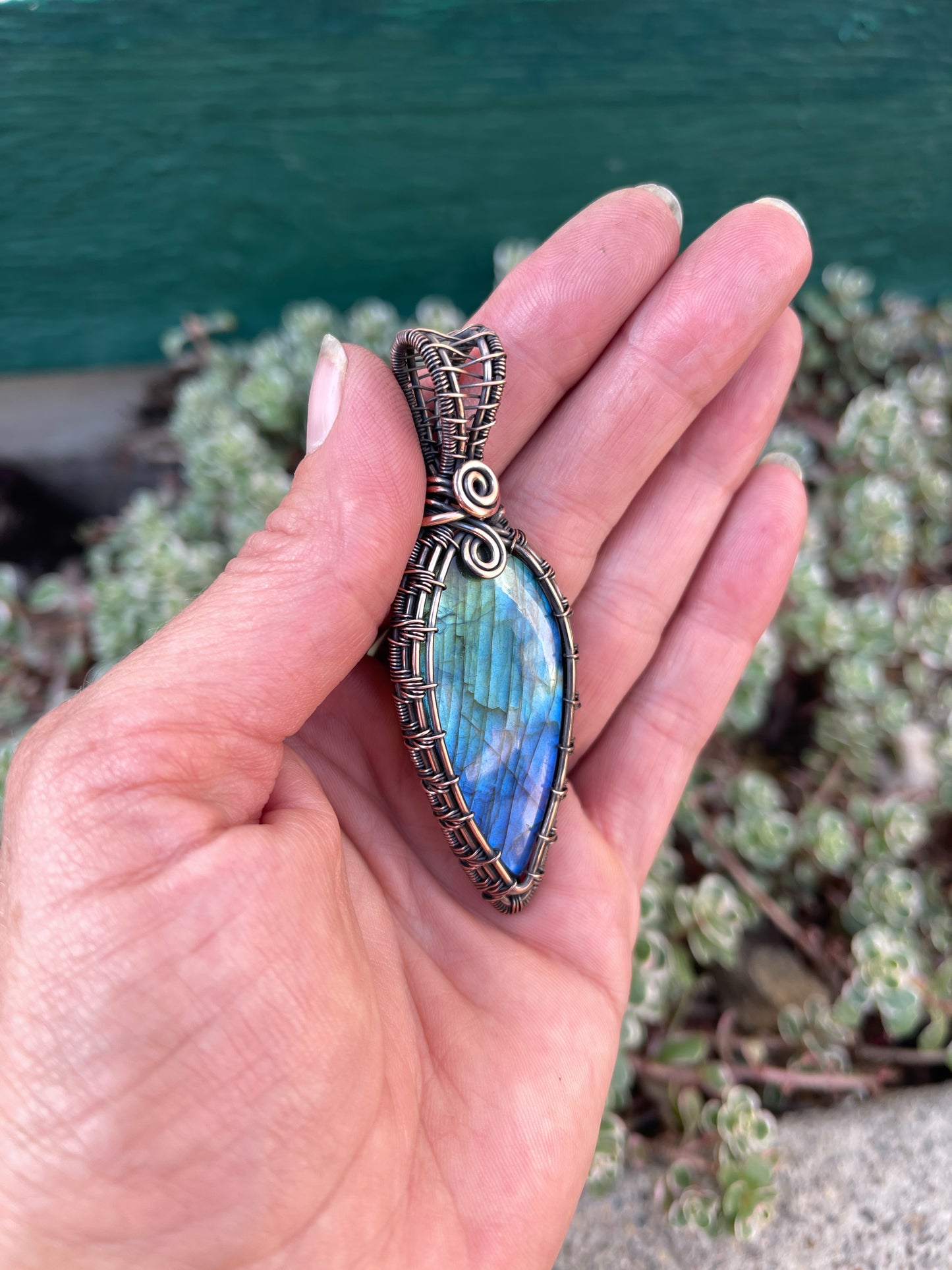 Handmade Copper Wire Wrapped Labradorite Pendant Necklace | Genuine Labradorite Gemstone Jewelry | Nature Inspired Gift