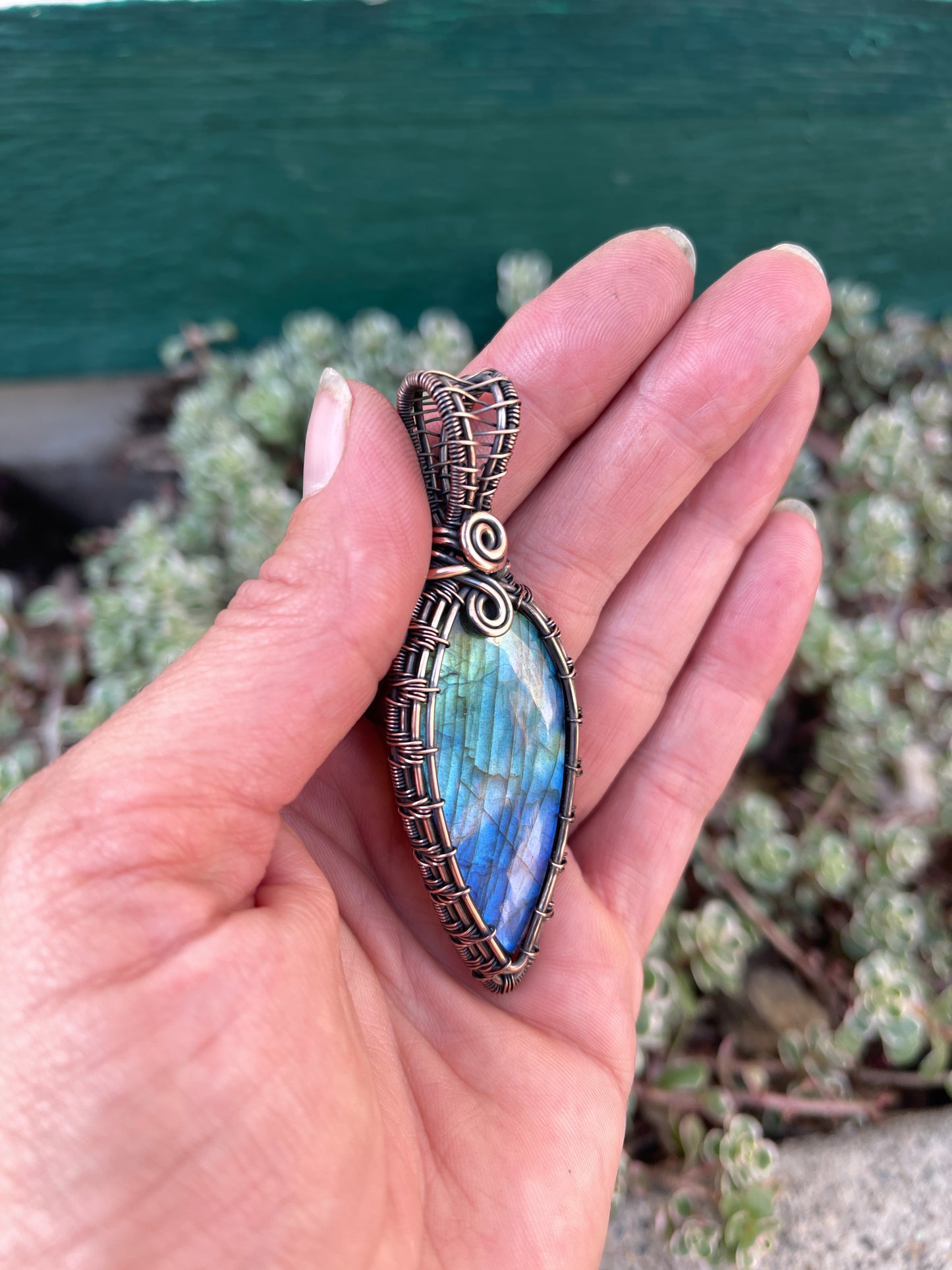 Handmade Copper Wire Wrapped Labradorite Pendant Necklace | Genuine Labradorite Gemstone Jewelry | Nature Inspired Gift