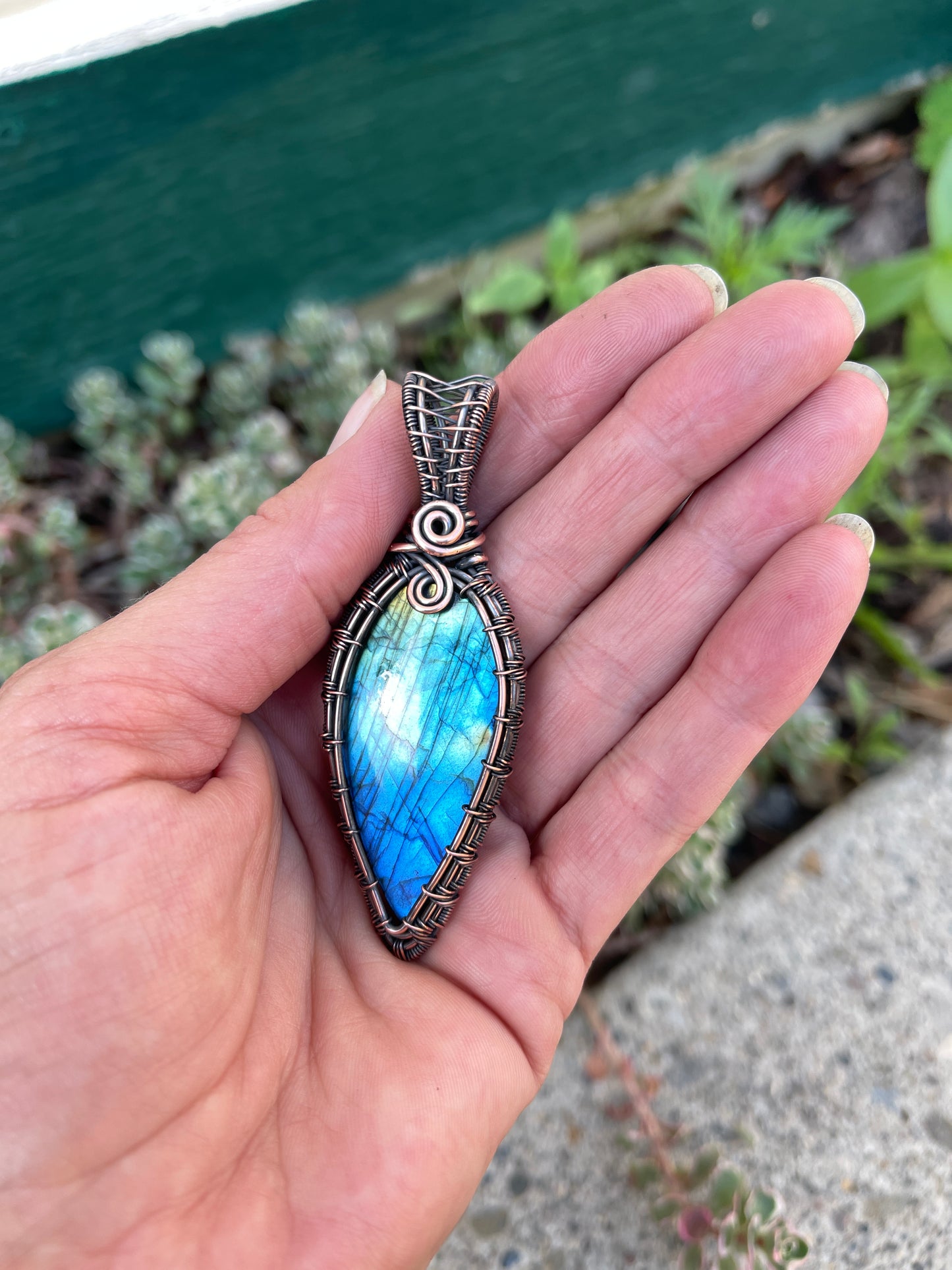 Handmade Copper Wire Wrapped Labradorite Pendant Necklace | Genuine Labradorite Gemstone Jewelry | Nature Inspired Gift